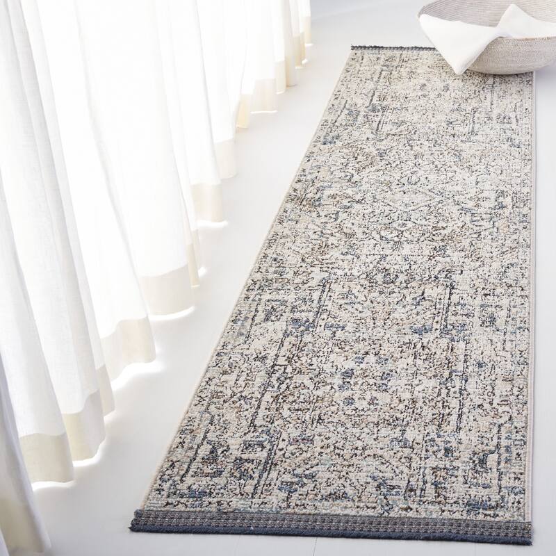 SAFAVIEH Lauren Ralph Lauren Sjan Vintage Rug - 2'2" x 8' Runner - Ivory/Navy