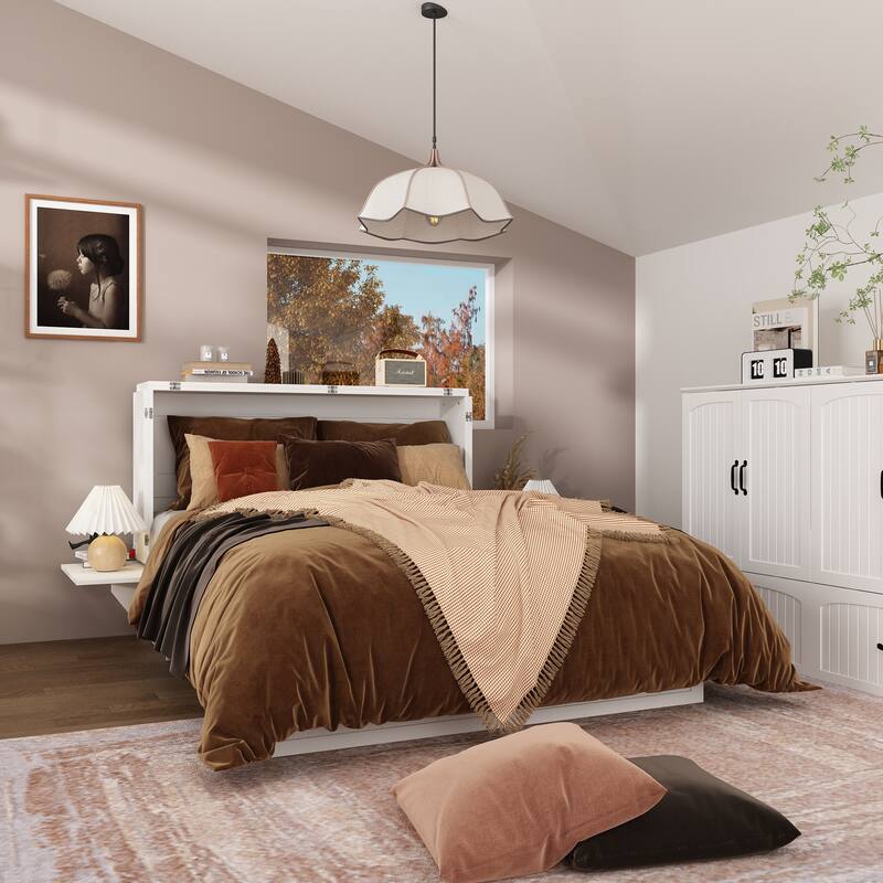 Space-Saving Murphy Bed with Storage Cabinet, Ideal for Apartments