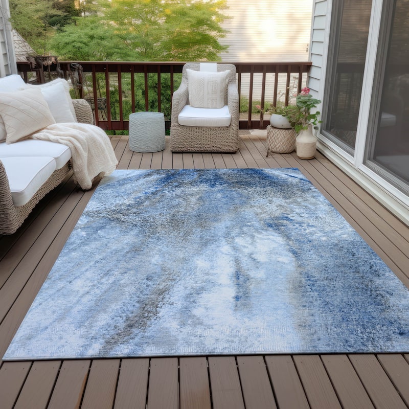 Alriz Unique Abstract Weather Resistant Modern Chic Round Outdoor Rug
