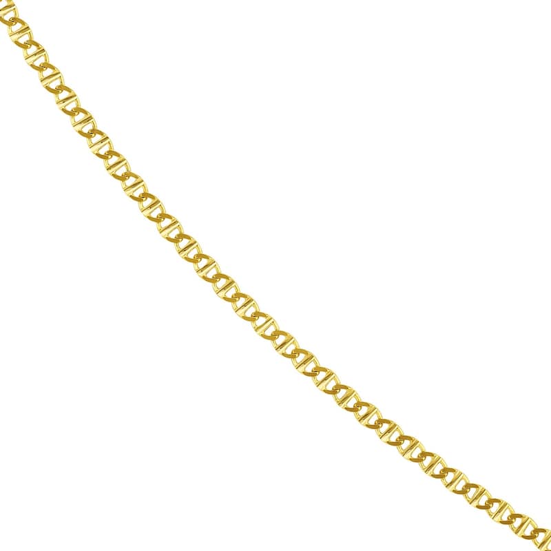 Curata 14k Yellow Gold 2.2mm Flat Mariner Link Chain Necklace (Lobster)
