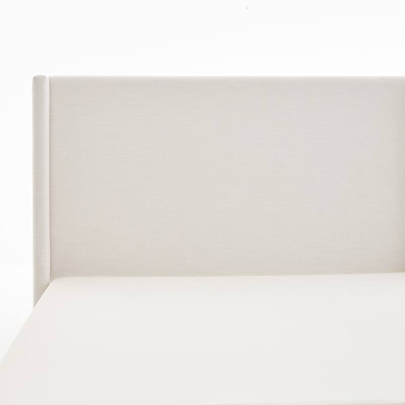 Hosford Upholstered Wingback Bed / Upholstered Wood Base Platform Bed / 52.5" High Headboard / No Box Spring Needed / Queen