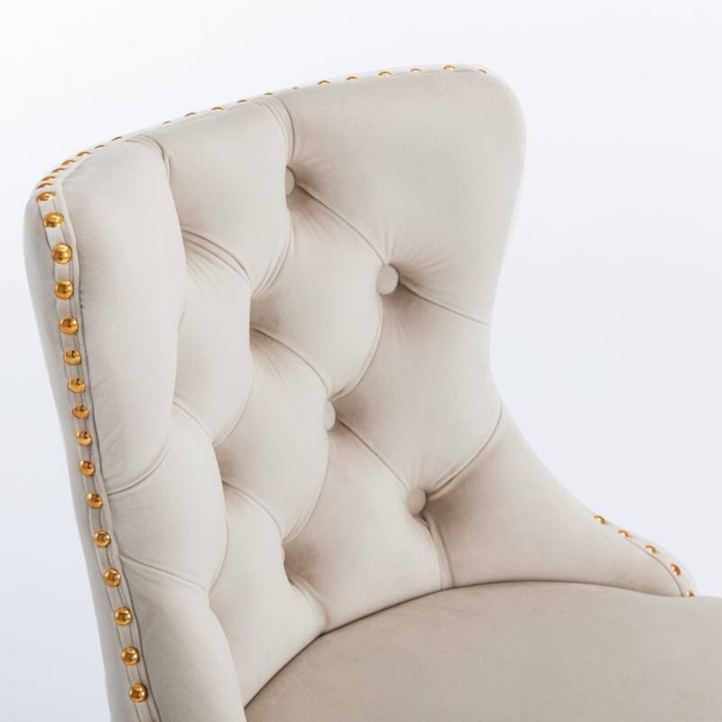 GDF Studio - Riveton Modern Swivel Velvet Upholstered Bar Stools with Tufted Back (Set of 2)