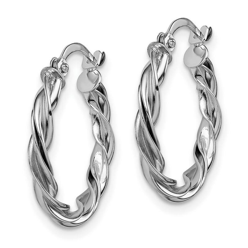 Curata 10k White Gold Polished Twisted Hoop Earrings - 20.5x19.25mm