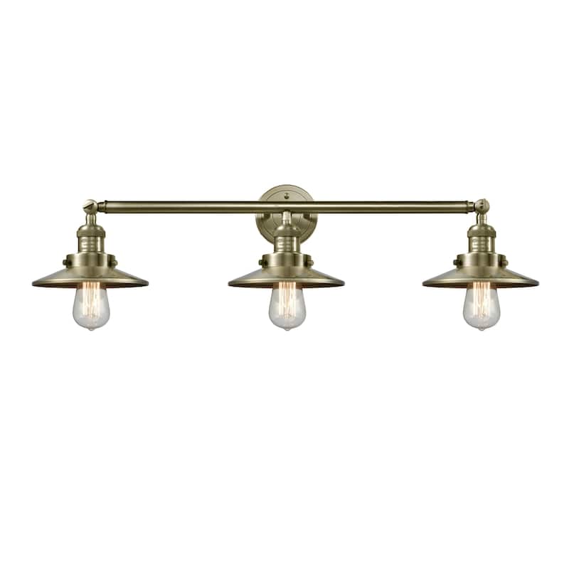 Innovations Lighting Railroad 3 Light 32" Wide Bathroom Vanity Light - Antique Brass
