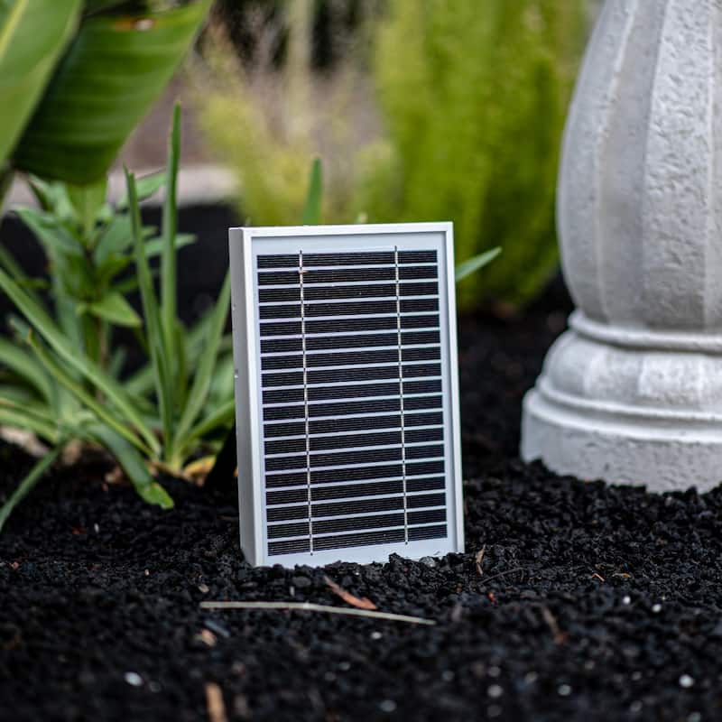 XBrand 44" H Fiberglass/Resin 2-Tier Solar Water Fountain w/ Solar Panel and Auto-Shut Off Pump, Solar Garden Fountain