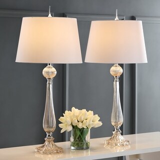Caterina 32.5" Glass LED Table Lamp, Champagne (Set of 2) by JONATHAN Y
