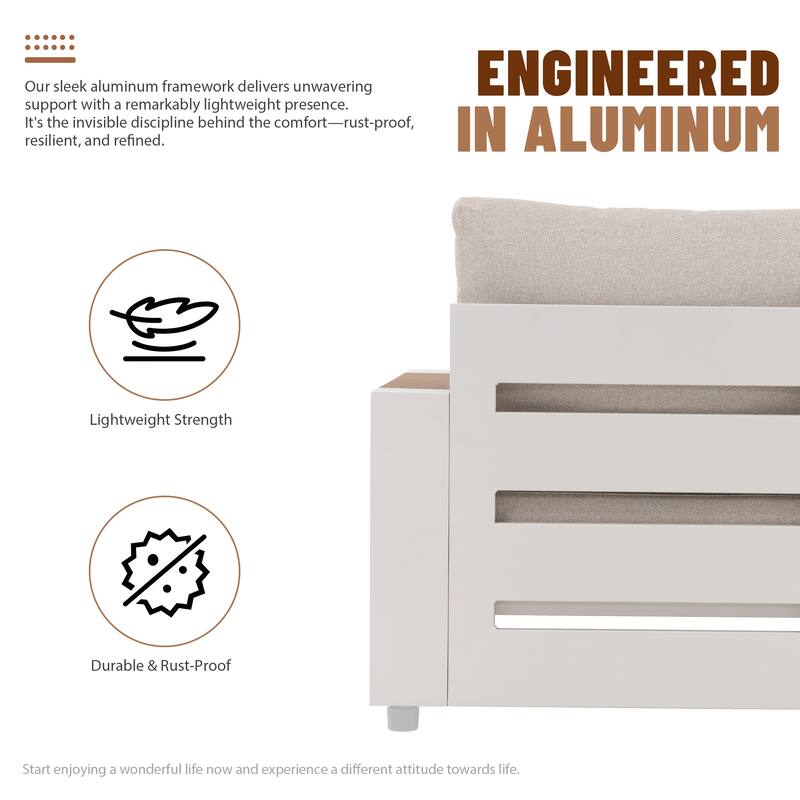 Modern Rust-Resistant Aluminum Outdoor Single Sofa Chair Set of 2