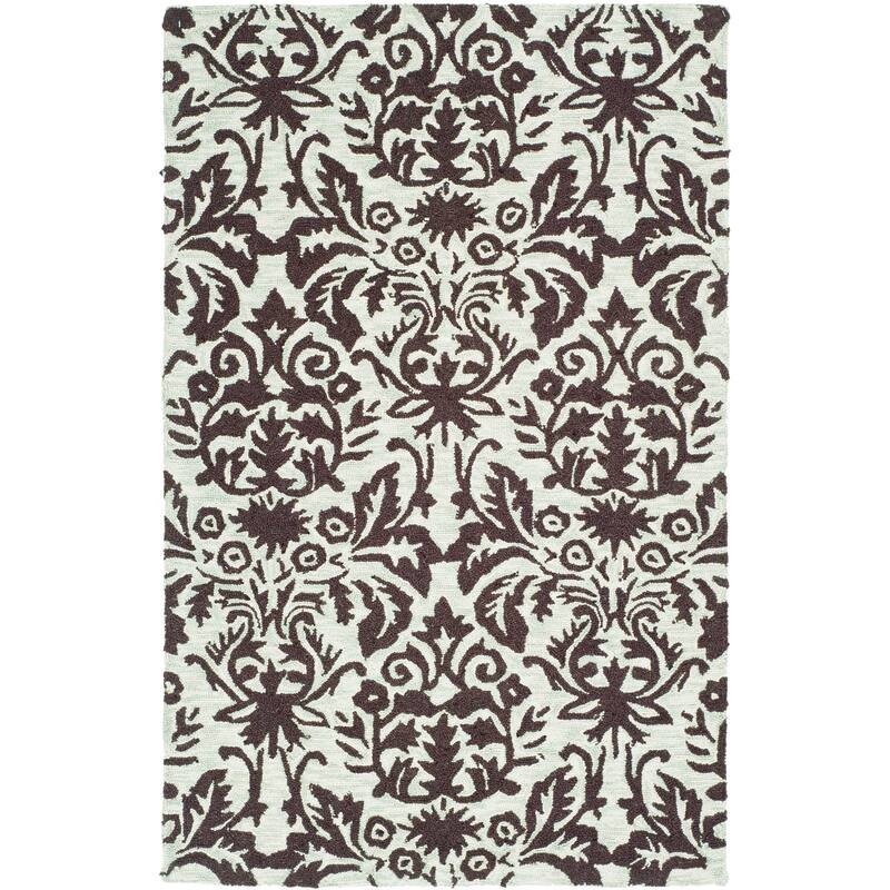 SAFAVIEH Handmade Chelsea Duschka French Country Wool Rug - 2'6" x 4' - Sage/Chocolate