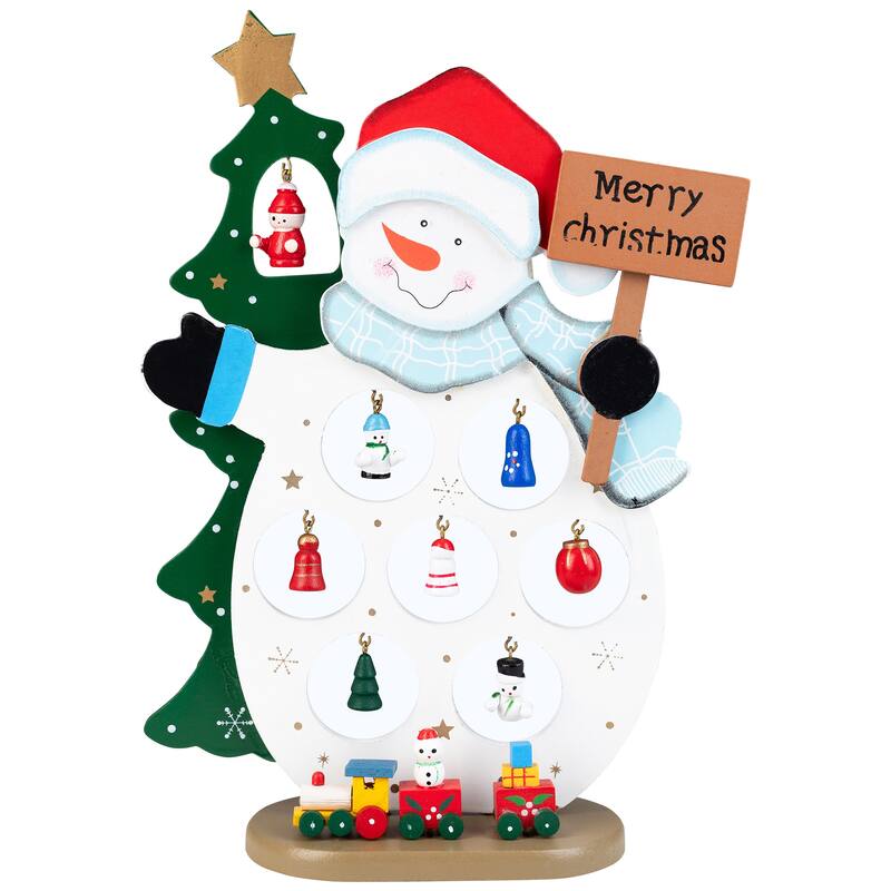 Snowman Cut-Out with Miniature Ornaments Merry Christmas Decoration - 10.25"