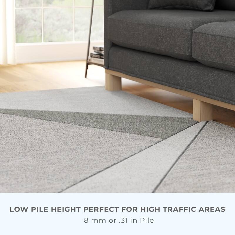Brookside Geometric Gray Abstract Triangle Rug