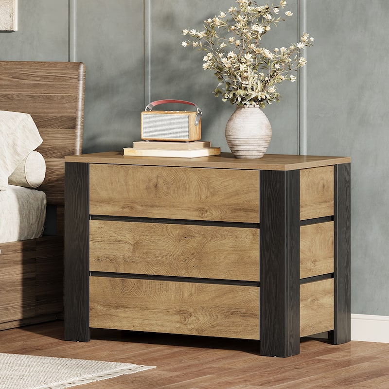 Nightstand with 3 Drawers for Bedroom