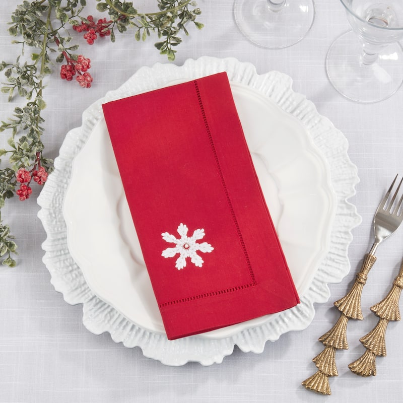 Embr'D Snowflake Hemstitch Napkin (Set of 6) - 20"x20"