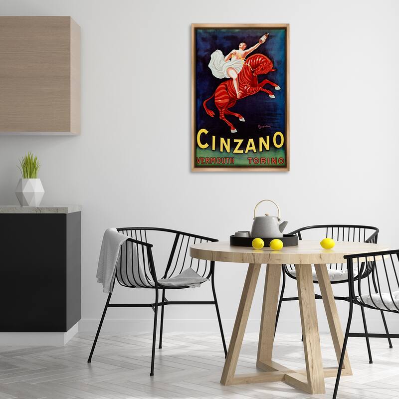 Stupell Cinzano Wine Advertisement Framed Floater Canvas Wall Art Design By Marcus Jules
