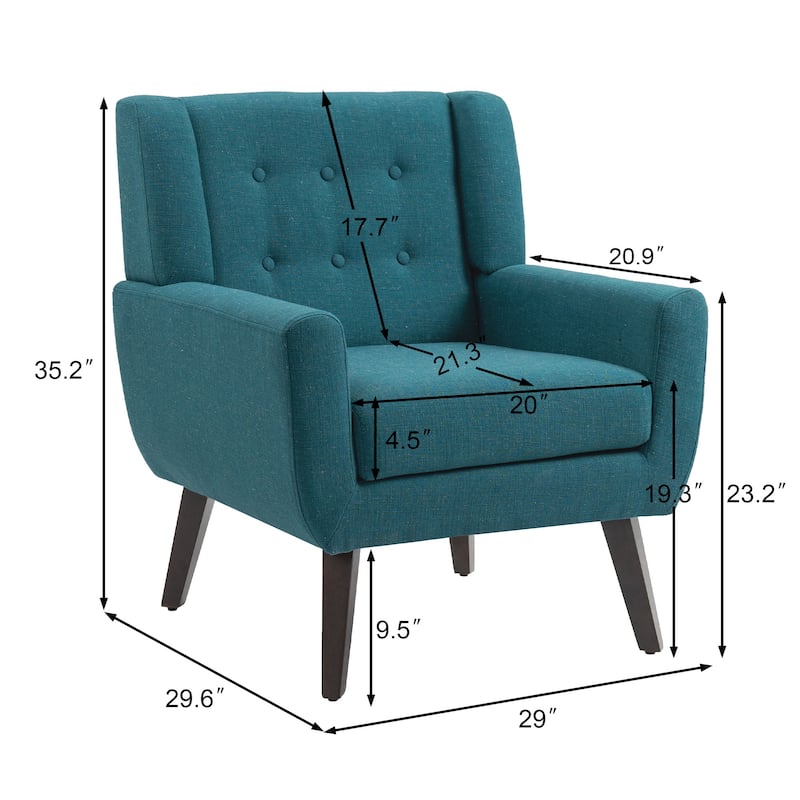 3-Piece Mid-Century Modern Living Room Set with Loveseat and 2 Chairs