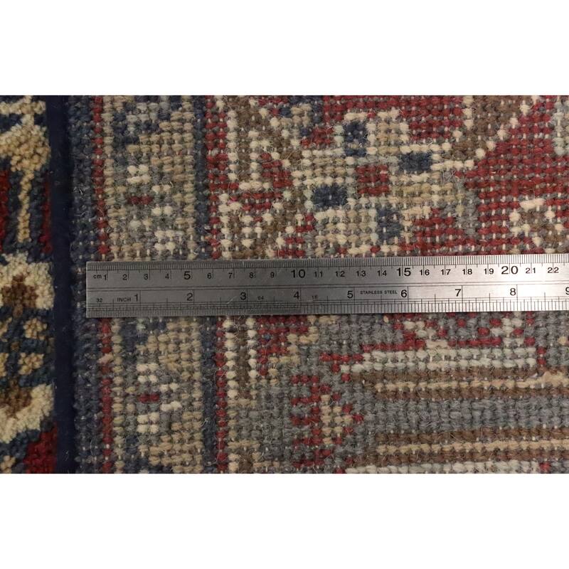 Hand Knotted Oriental 100% Wool Carpet Traditional Geometric Navy Blue & Blues Viss Area Rug - 8' 10'' X 5' 11''