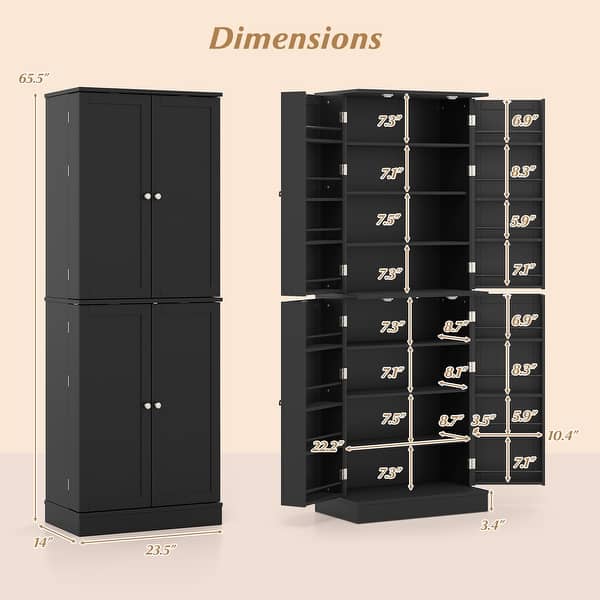Gymax 65-inch Kitchen Pantry Cabinet w/ 16 Door Shelves & 6 Adjustable