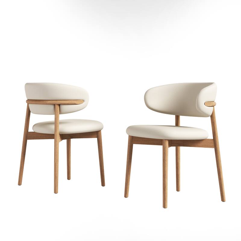 Mid-Century Modern Wood Feet Dining Chair (Set Of 2)-Stylish Wooden Chairs, Comfortable & Durable, Easy To Assemble
