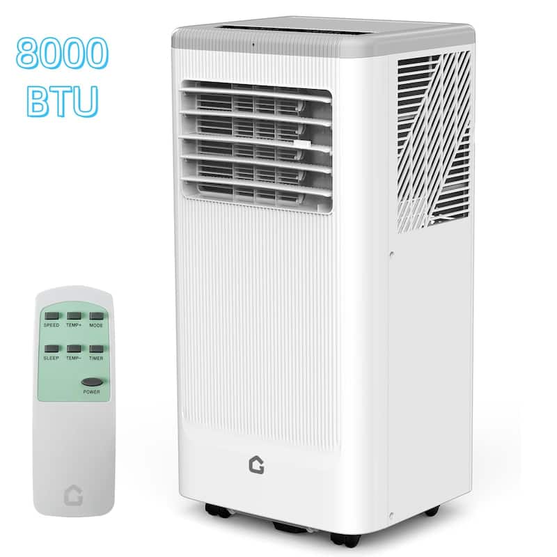8000 BTU Portable Air Conditioner with Remote, 3-in-1 AC - Black