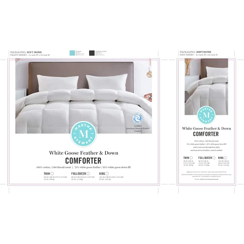 Martha Stewart White Goose Feather And White Goose Down Comforter On