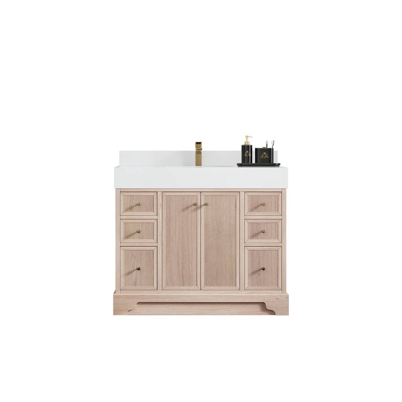 Willow Collections 42 in. W x 22 in. D Manhattan Oak Wood Single Sink Bathroom Vanity with Countertop