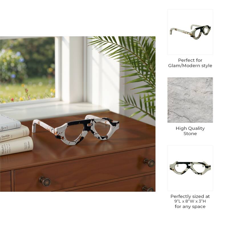 Stone Decorative Eyewear Design Sculpture Trendy Valencia Design - 9" x 8" x 3"
