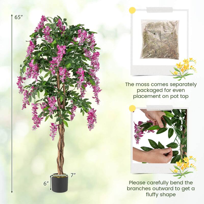 5.5FT Ficus Artificial Tree Faux Wisteria Tree in Nursery Pot