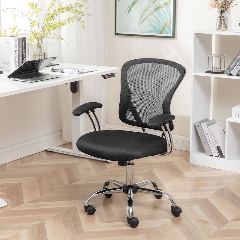 Porthos Home Guin Mesh Ergonomic Office Chair with Chrome Roller Base