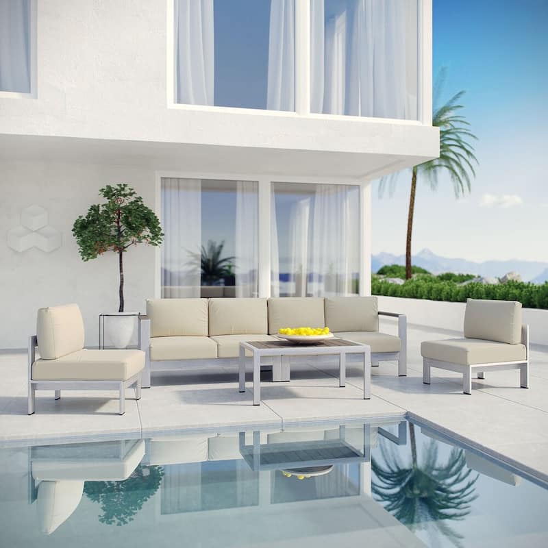 Shore 5-piece Outdoor Patio Aluminum Sectional Sofa Set