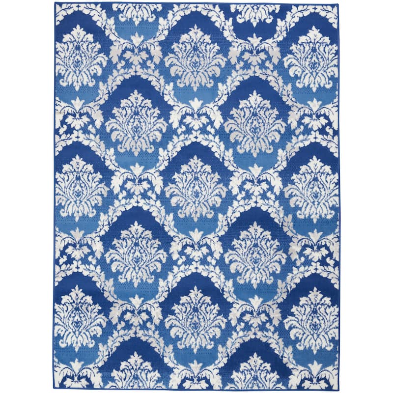 Nourison Whimsicle Boho French Country Floral Blue Ivory Area Rug