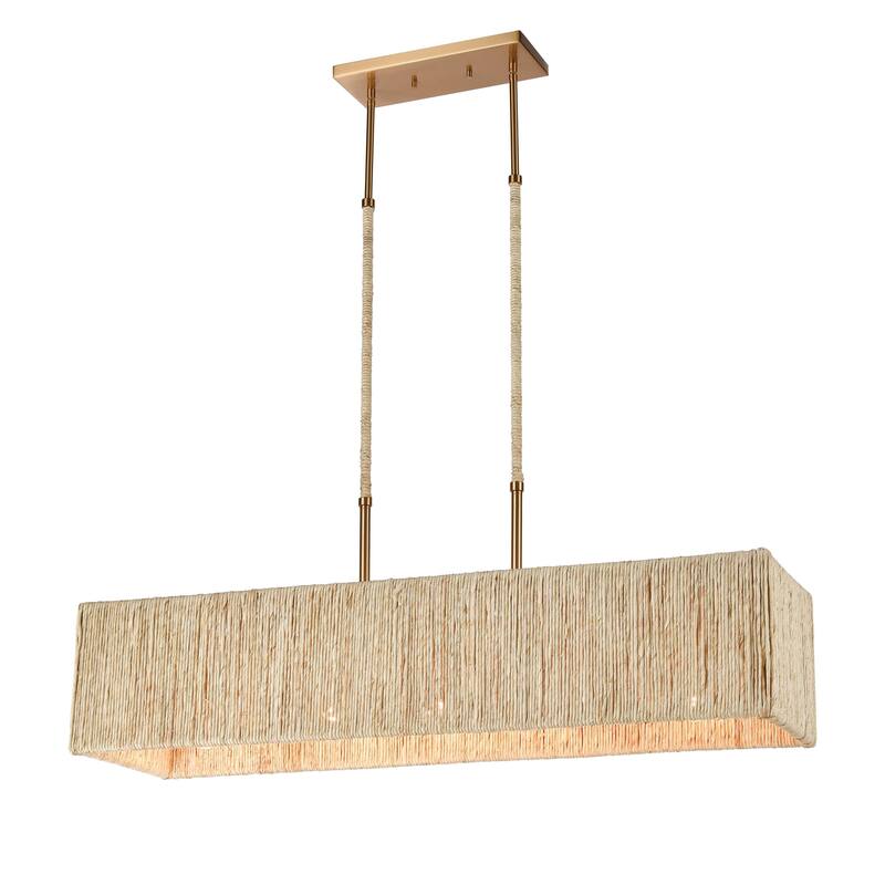 Abaca 24-inch Wide 5-Light Chandelier in Satin Brass - Satin Brass - 40-inch