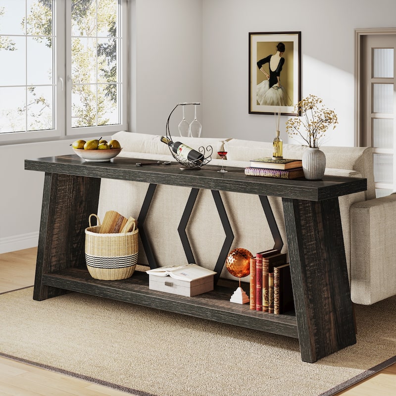 70.86-inch Wood Sofa Console Accent Table for Entryway