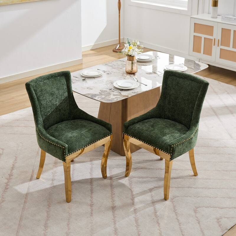 Chenille Dining Chairs with Textured Fabric 2PCS