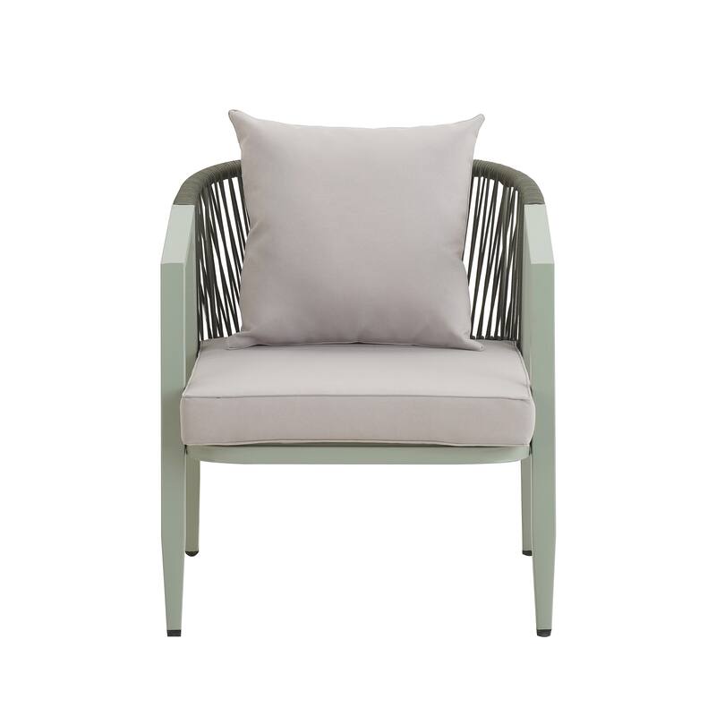 4-Piece Outdoor Patio Seating Set with Iron Frame, Cushioned Double and Single Chairs, and Matching Table