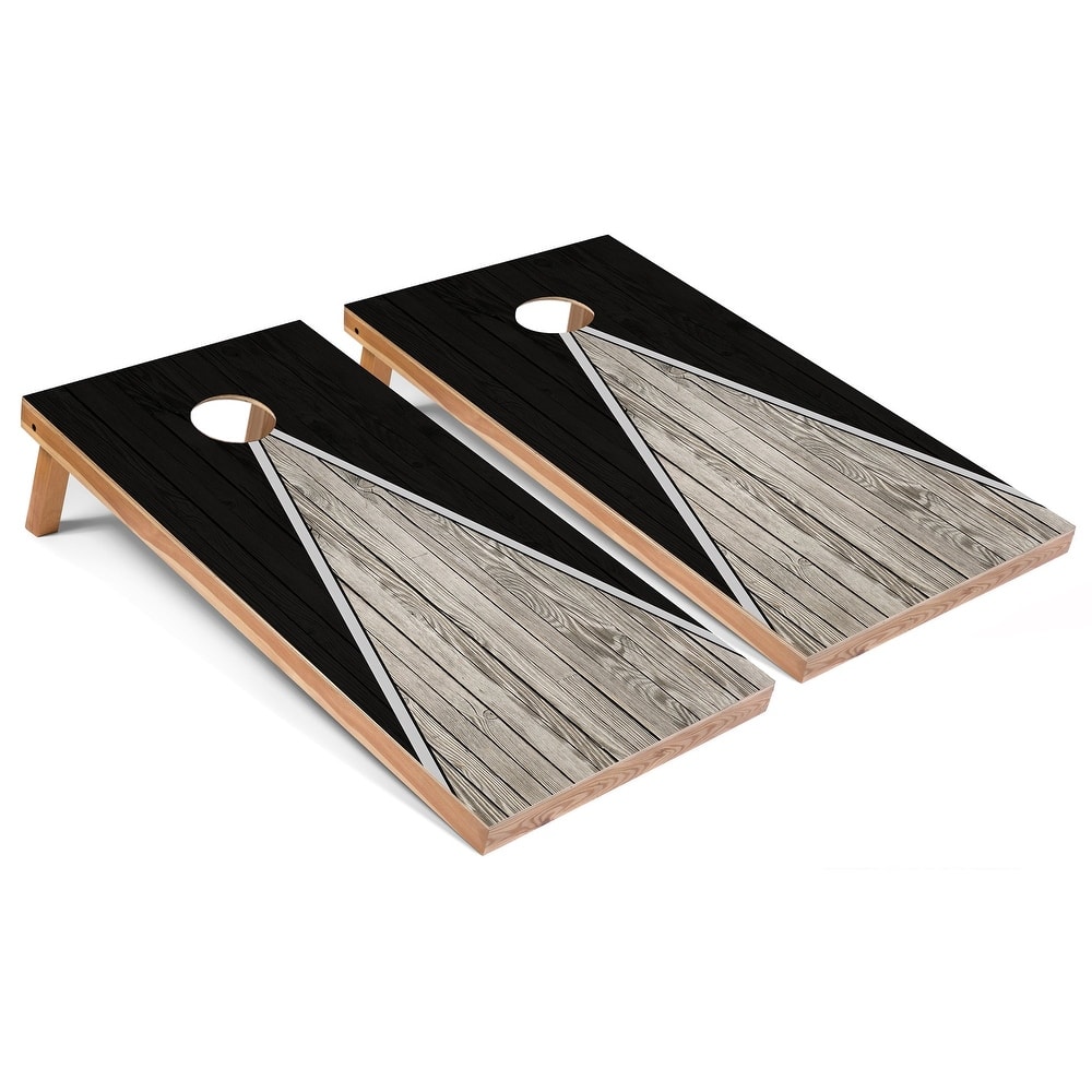 Solid Wood Cornhole Boards - Black Triangle Design