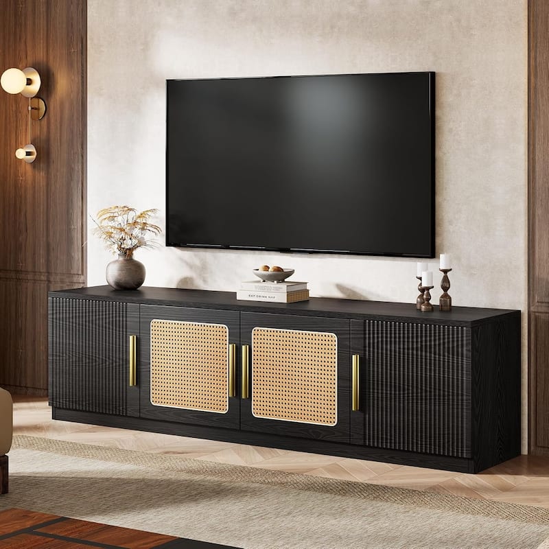 70.9 Inches Wood TV Stand, Entertainment Center with 6-Tier Shelf