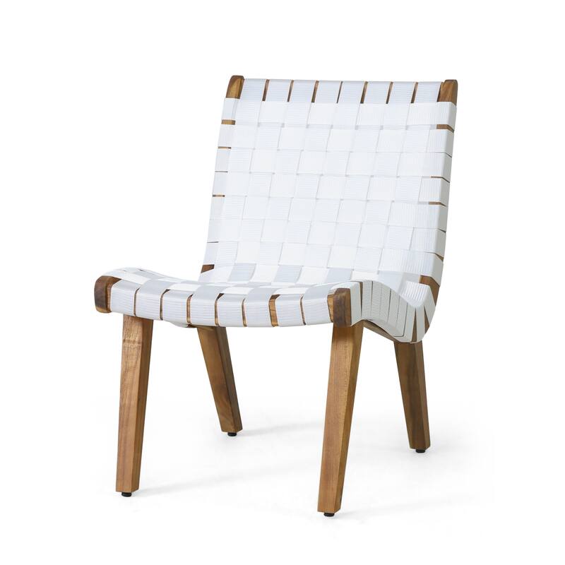 Roomfitters Modern Woven Strap Lounge Chair, Accent Armless Chair for Living Room or Patio