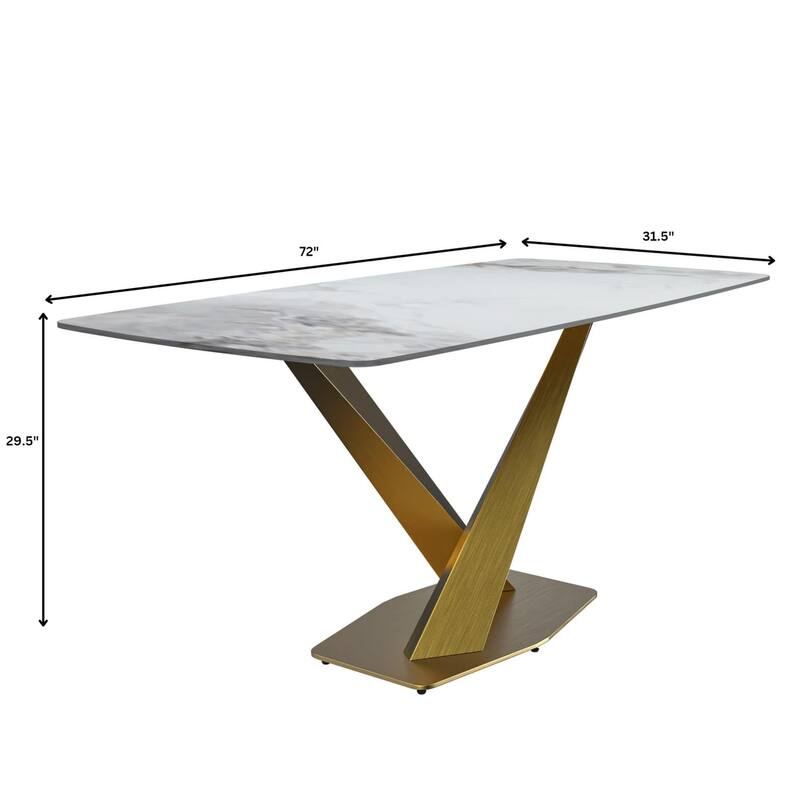 Voren Dining Table with Rectangular Top and Stainless Steel Base