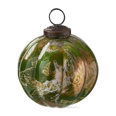 Dark Green Glass Marble Ornament 3" - Christmas Tree Decoration, Dust Clean, Elegant Holiday Decor