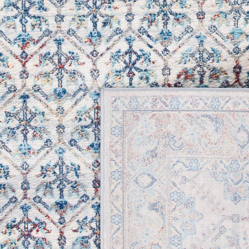 SAFAVIEH Brentwood Dile Oriental Damask Trellis Rug - Ivory/Blue - 5' 3" x 7' 6"