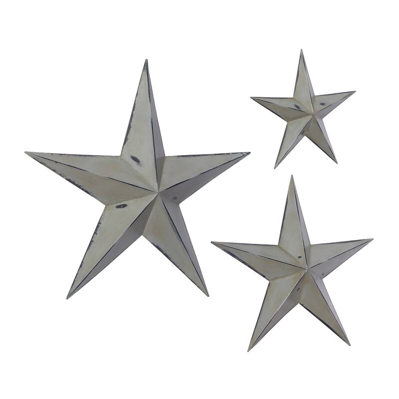 Light Brown Metal Indoor Outdoor Star Home Wall Decor (Set of 3)