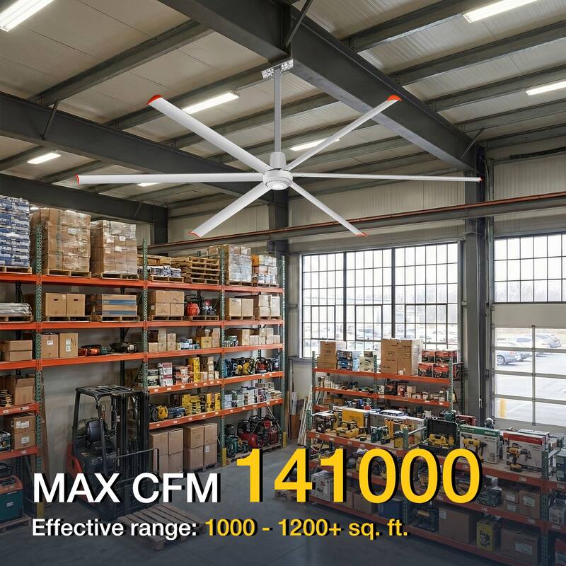 12ft HVLS Commercial 144" Ceiling Fan without Light with 6 Aluminum Blades