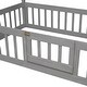 preview thumbnail 4 of 7, Twin Size Wooden Bed with Safety Fence, House-shaped Bed with Door, Platform Bed with Frame For Kids, Grey Wash