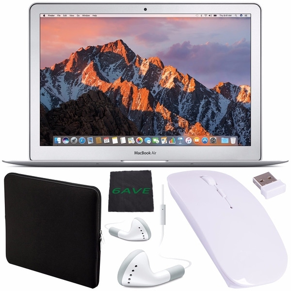 Apple 13.3" MacBook Air 256GB SSD #MQD42LL/A + White Wired Earbuds Headphones + Padded Case + Optical Wireless Mouse Bundle
