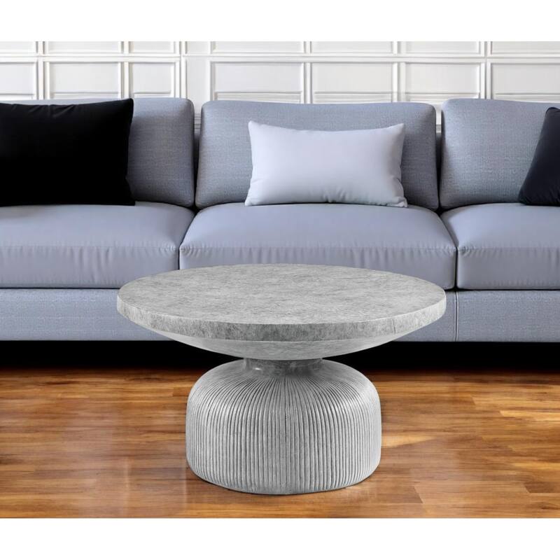 HomeRoots 30" Gray Cement Round Pedestal Coffee Table - 30' X '17' X '30 - Gray
