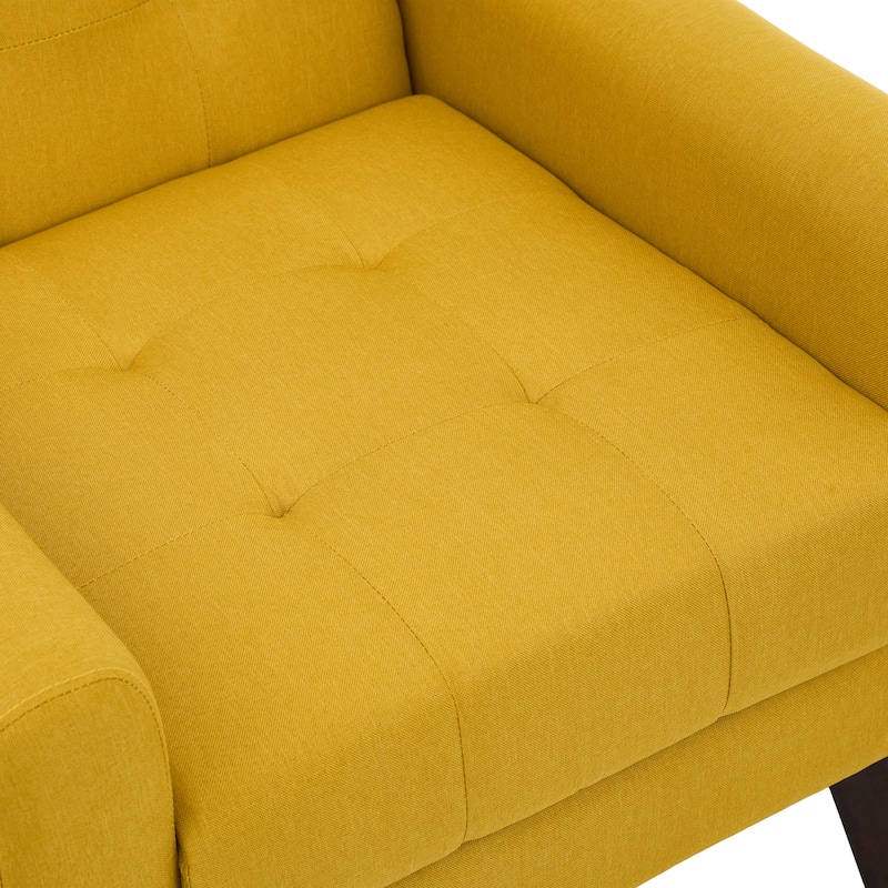 Tufted Wingback Accent Chairs Linen/Faux Leather/Velvet Armchairs Set of 2