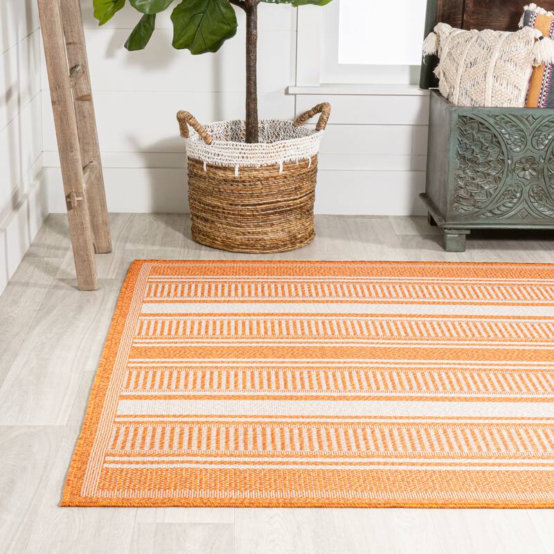 JONATHAN Y Negril Modern Double Stripe Indoor/Outdoor Area Rug