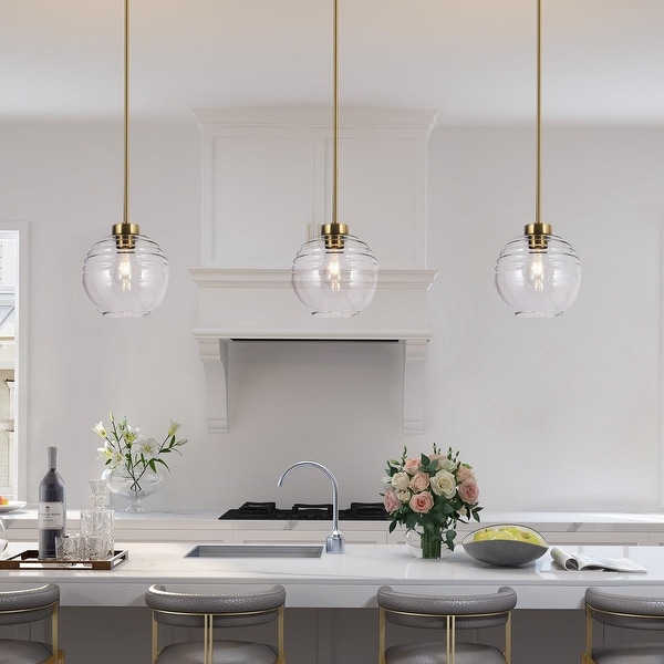 Cavitt Modern Contemporary Large Pendant Lights LED Dimmable Chic Glass Globe Kitchen Island Lighting D 10.6 x H 74.4