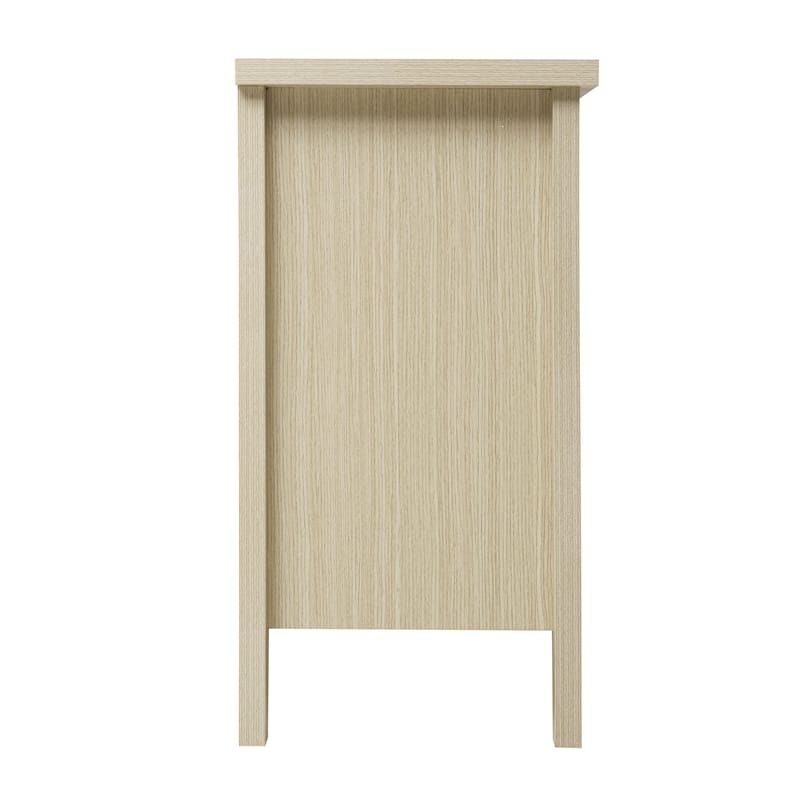 Roomfitters 3 Drawer Dresser Storage Cabinet, Carved Wood Chest of Drawers, Natural