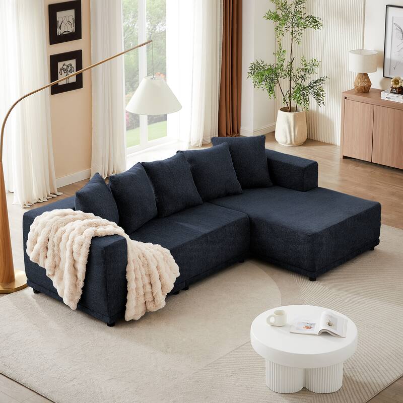 Chenille L-Shaped Sectional Sofa Set