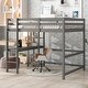 preview thumbnail 21 of 28, Multifunctional Full Size Wood Loft Kids Bed with Built-in Desk,Shelves,Safety Guardrails and Ladder Grey